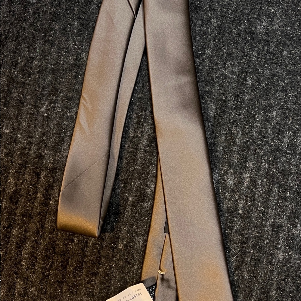 Gazzarrini Slim Brown Satin Tie NWT Solid Formal Dress Neck Tie